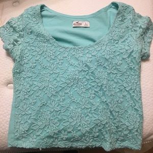 Aqua lace crop